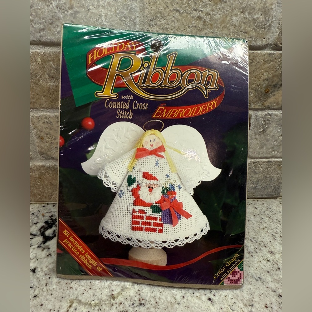 Holiday Ribbon Counted Cross Stitch Embroidery Kit